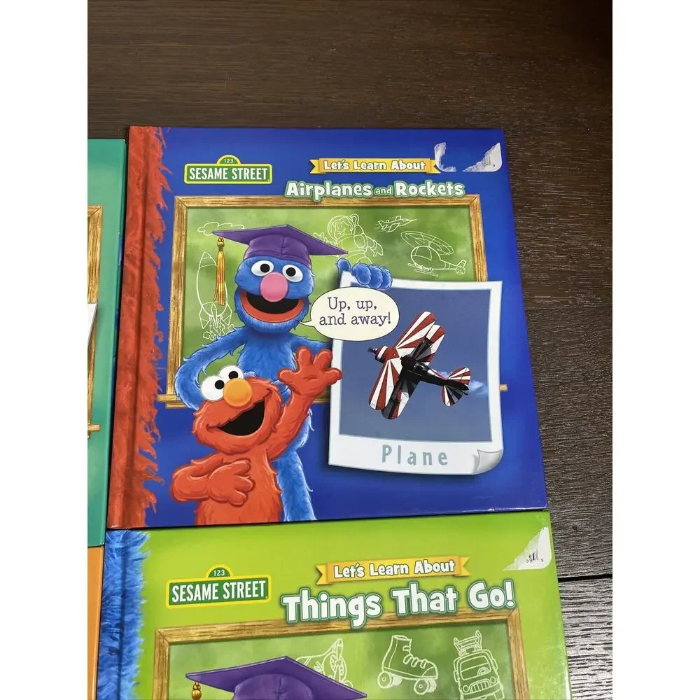 Sesame Street Book Childs Set 5-Horses Airplanes Fish Things That Go Human Body